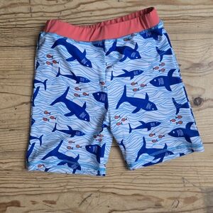 Boys Shark Print Swim Shorts Size 7 Blue